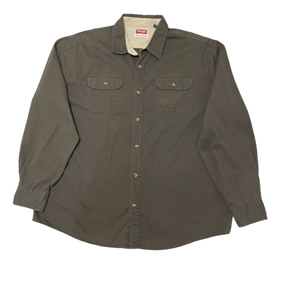 Wrangler Premium Quality Button-Up Shirt Men's Size XL Cocoa Long Sleeve Cotton